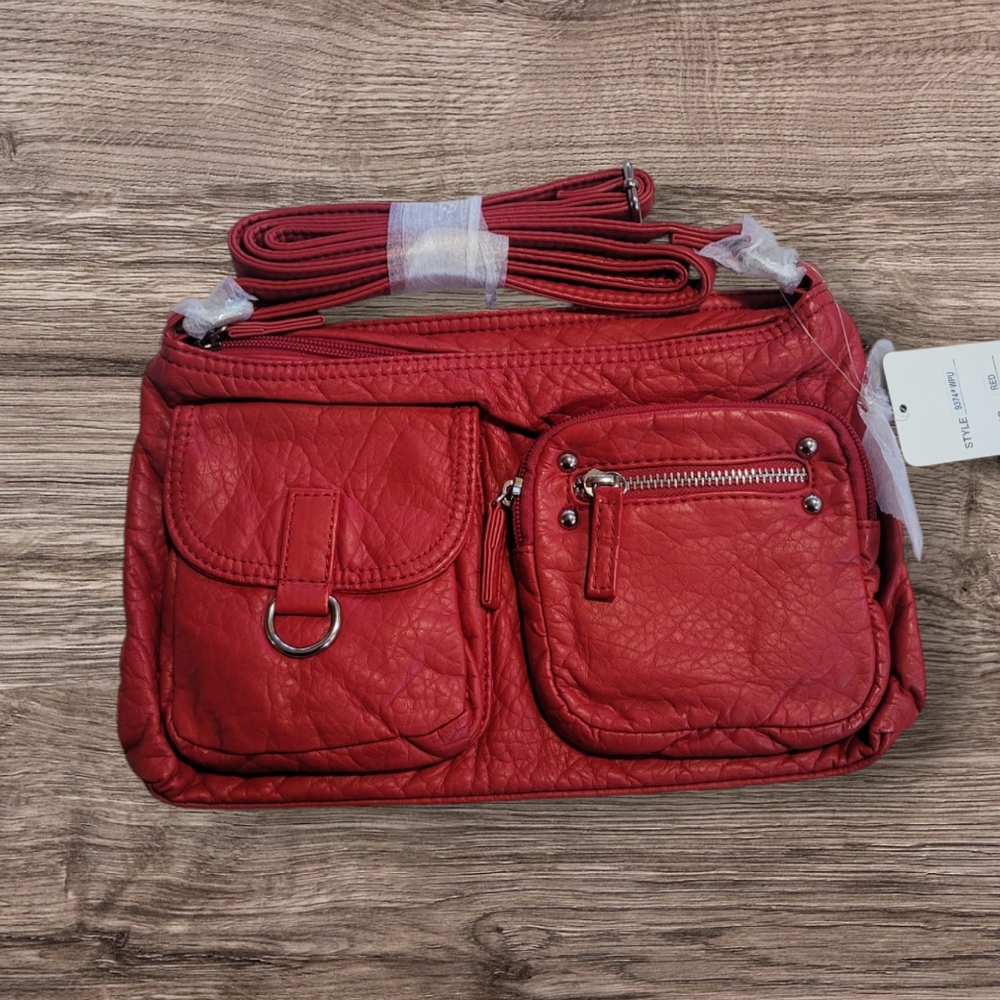 Ampere Creations Red Crossbody Soft Vegan Leather New
